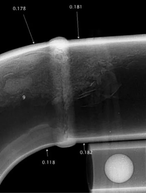 Radiografía industrial de una soldadura